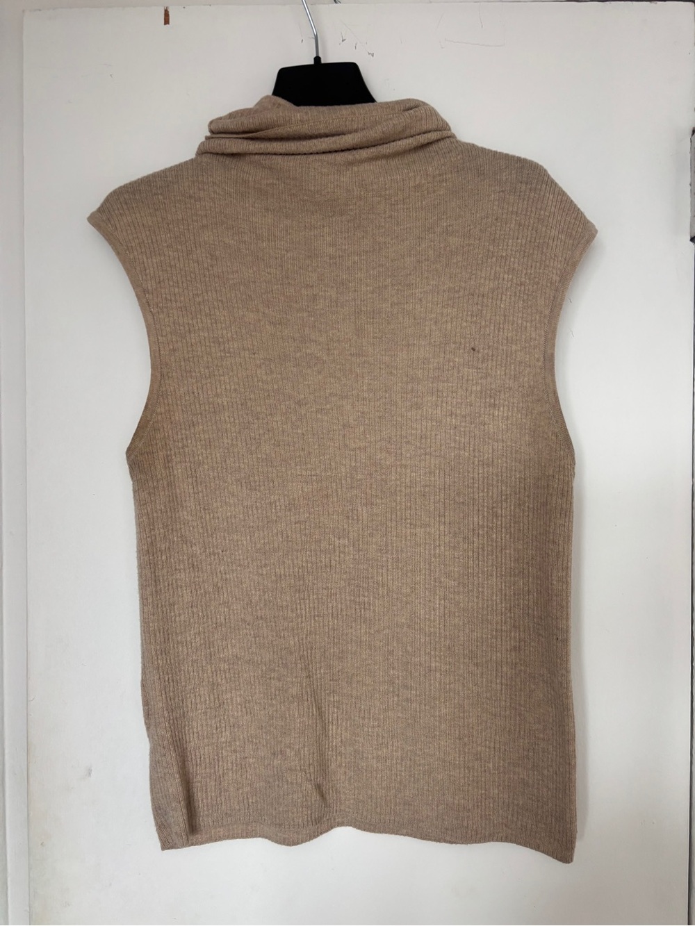 Mango Sleeveless Turtleneck in Beige Taupe Wool Blend Size Medium